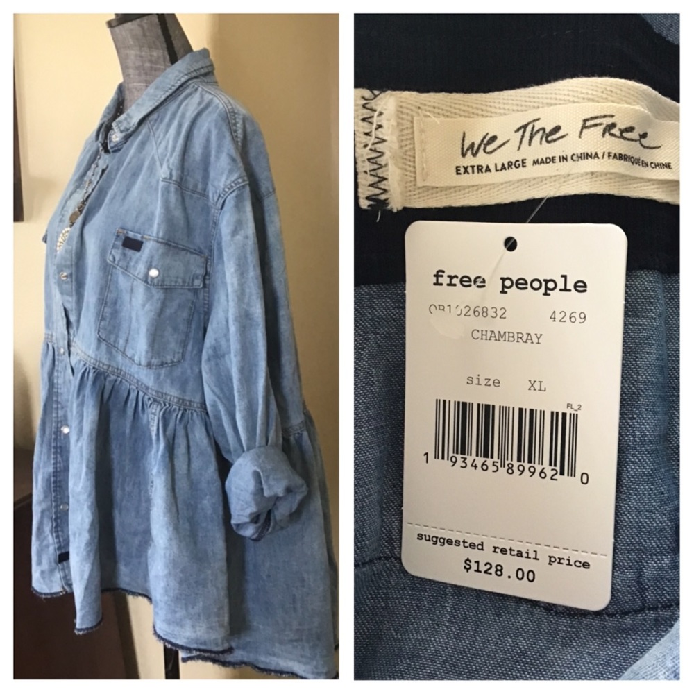Free People We The Free Dylan Babydoll Tunic. NWT. - Picture 6 of 8